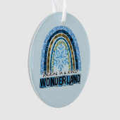 Lopen in een Winterland | Blauwe regenboog Ornament (voorkant)
