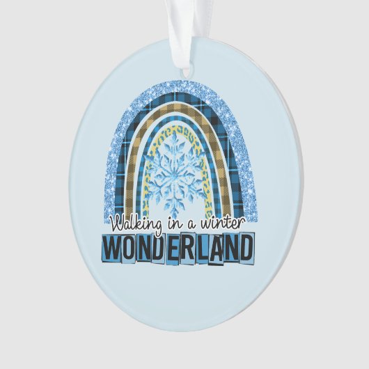 Lopen in een Winterland | Blauwe regenboog Ornament (voorkant)