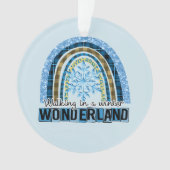 Lopen in een Winterland | Blauwe regenboog Ornament (voorkant)