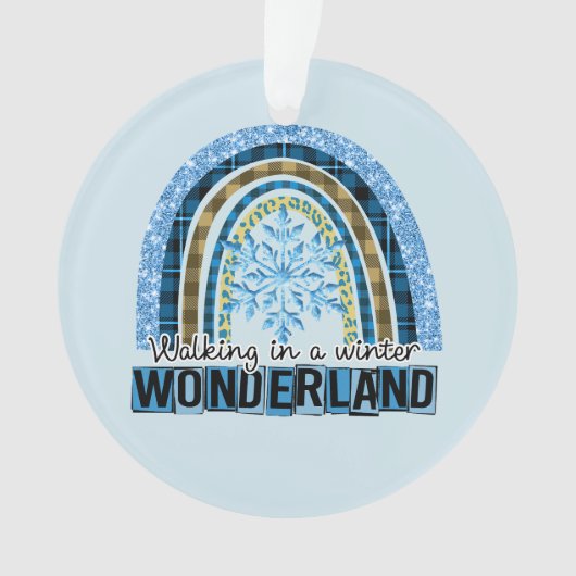 Lopen in een Winterland | Blauwe regenboog Ornament (voorkant)