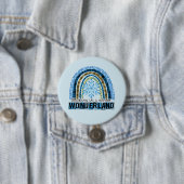 Lopen in een Winterland | Blauwe regenboog Ronde Button 7,6 Cm (In situ)