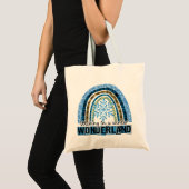 Lopen in een Winterland | Blauwe regenboog Tote Bag (Voorkant (product))