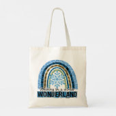 Lopen in een Winterland | Blauwe regenboog Tote Bag (Achterkant)