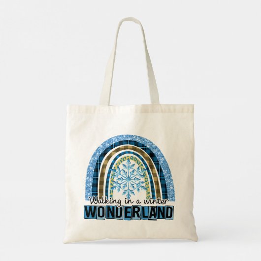 Lopen in een Winterland | Blauwe regenboog Tote Bag (Achterkant)