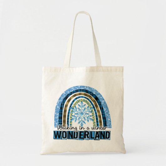 Lopen in een Winterland | Blauwe regenboog Tote Bag (Voorkant)