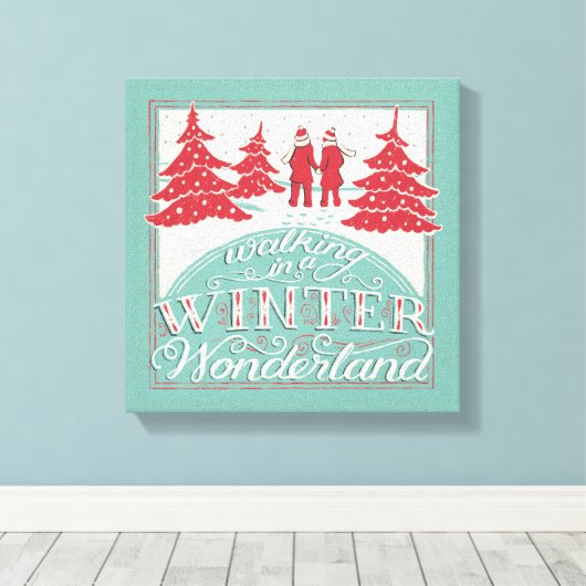 Lopen in een winterland canvas afdruk (Insitu (Houten vloer))