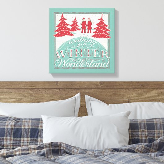 Lopen in een winterland canvas afdruk (Insitu (Slaapkamer))