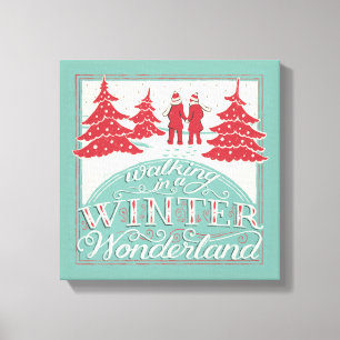 Lopen in een winterland canvas afdruk