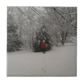 Lopen in een winterland tegeltje (Voorkant)