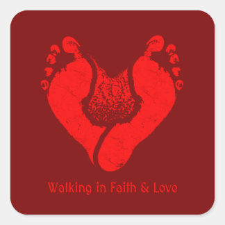 Lopen in geloof en liefde Christelijk ontwerp Vierkante Sticker