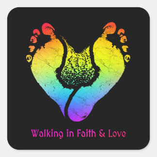Lopen in geloof en liefde Christelijk ontwerp Vierkante Sticker