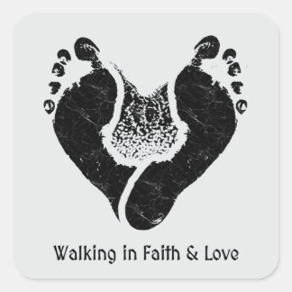 Lopen in geloof en liefde Christelijk ontwerp Vierkante Sticker