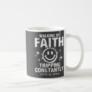 Lopen in geloof, struikelen constant - T-shirt gra Koffiemok