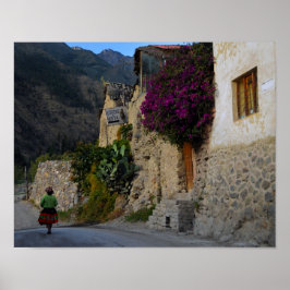Lopen in Ollantaytambo, Peru Poster