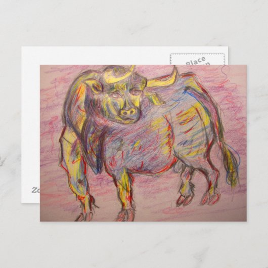 lopen met de stieren briefkaart (Voorkant / Achterkant)