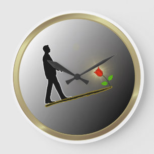 Lopen naar hoop minimalistische silhouet grote klok