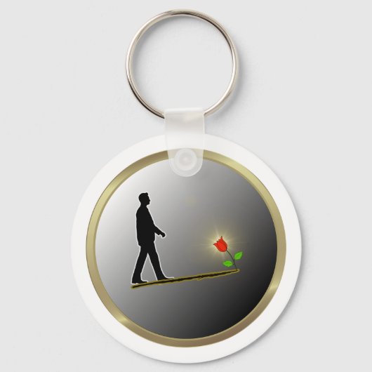 Lopen naar hoop Minimalistische Silhouet Sleutelhanger (Voorkant)