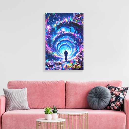 Lopen naar oneindige mystieke edelsteen tunnel canvas afdruk (Insitu (Woonkamer))
