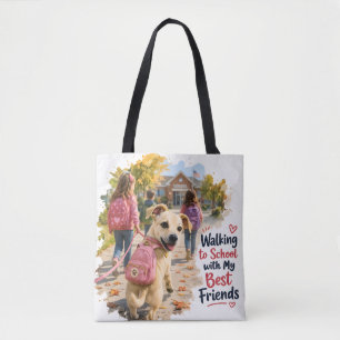 Lopen naar school met mijn beste vrienden tote bag