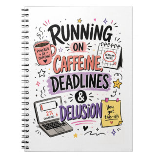 Lopen op cafeïne, deadlines & waan notebook notitieboek