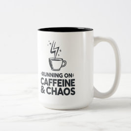 Lopen op cafeïne en chaos tweekleurige koffiemok