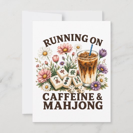 Lopen op cafeïne & Mahjong Bedankkaart (Voorkant)