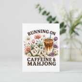 Lopen op cafeïne & Mahjong Bedankkaart (Staand voorkant)