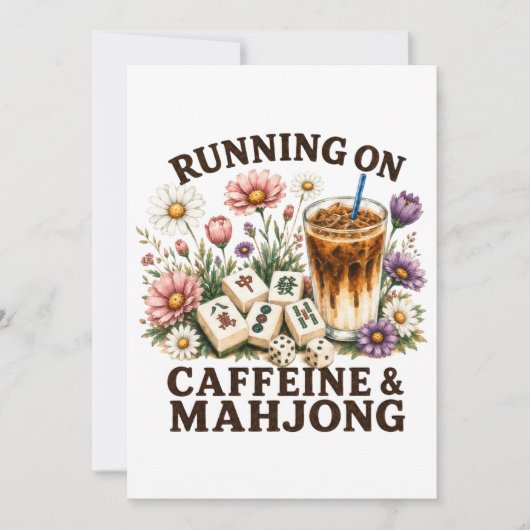 Lopen op cafeïne & Mahjong Kaart (Voorkant)