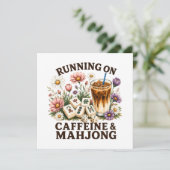 Lopen op cafeïne & Mahjong Kaart (Staand voorkant)