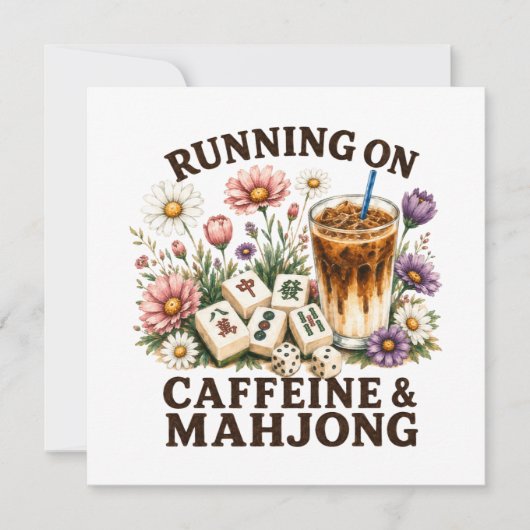 Lopen op cafeïne & Mahjong Kaart (Voorkant)