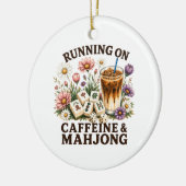 Lopen op cafeïne & Mahjong Keramisch Ornament (Links)