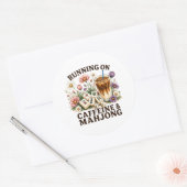Lopen op cafeïne & Mahjong Ronde Sticker (Envelop)
