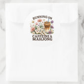 Lopen op cafeïne & Mahjong Ronde Sticker (Tas)