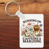 Lopen op cafeïne & Mahjong Sleutelhanger (Voorkant)
