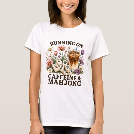 Lopen op cafeïne & Mahjong T-shirt (Voorkant)