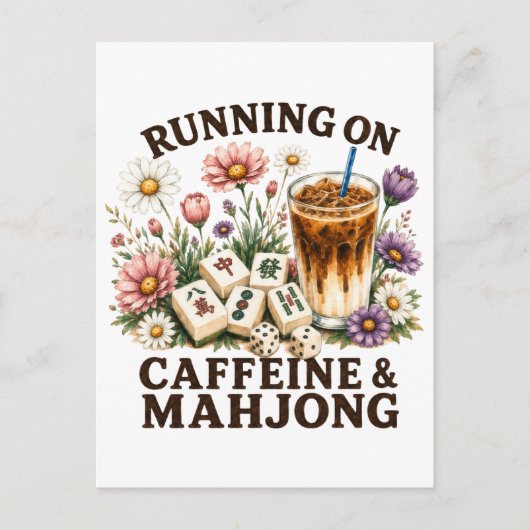 Lopen op cafeïne & Mahjong Uitnodiging Briefkaart (Voorkant)