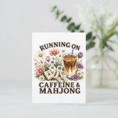 Lopen op cafeïne & Mahjong Uitnodiging Briefkaart (Staand voorkant)