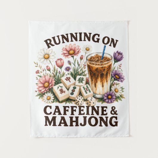 Lopen op cafeïne & Mahjong Wandkleed (Voorkant)