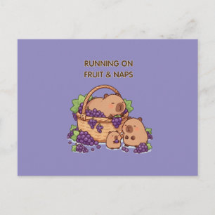 Lopen op Fruit & Slapen – Schattige Capybara-famil Briefkaart