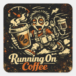 Lopen Op Koffie – Caffeïne Humor Overleving Vierkante Sticker