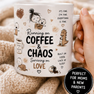 Lopen op Koffie & Chaos Moeder Humor Koffiemok