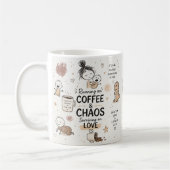 Lopen op Koffie & Chaos Moeder Humor Koffiemok (Links)
