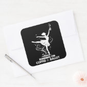 Lopen Op Koffie En Ballet Grappige Balletleraar Da Vierkante Sticker (Envelop)