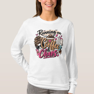 Lopen op koffie en chaotische luipaard rommelige k t-shirt