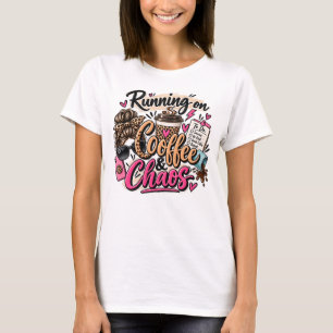 Lopen op koffie en chaotische luipaard rommelige k t-shirt
