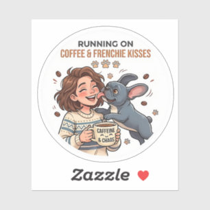 Lopen Op Koffie En Franse Bulldog Kusjes Sticker