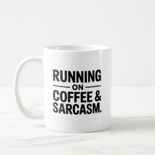 Lopen op koffie en sarcasme Grappige kantoormok Koffiemok