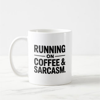 Lopen op koffie en sarcasme Grappige kantoormok Koffiemok