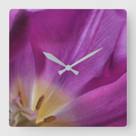 Lopen op Tulpen Tijd, Vierkante Acryl Wandklok