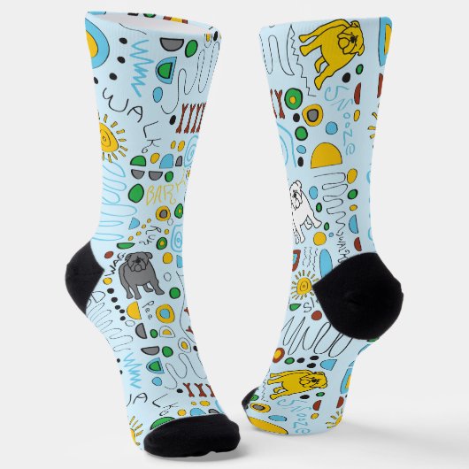 LOPEN PEE SNOOZE Bulldog Hond Modern Sokken (Gebogen)